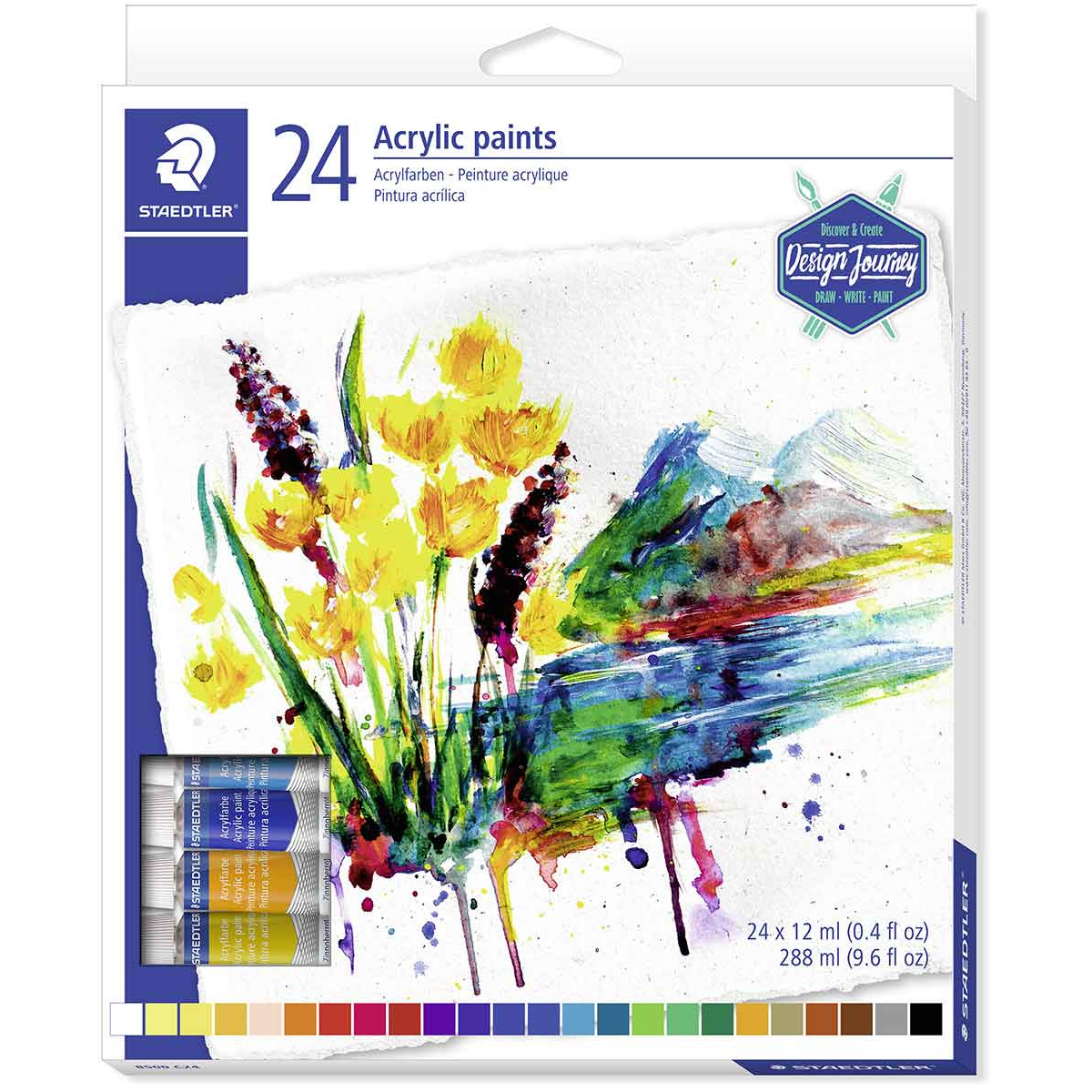 Staedtler Design Journey Acrylic Paints - Assorted Colours (Pack of 24)