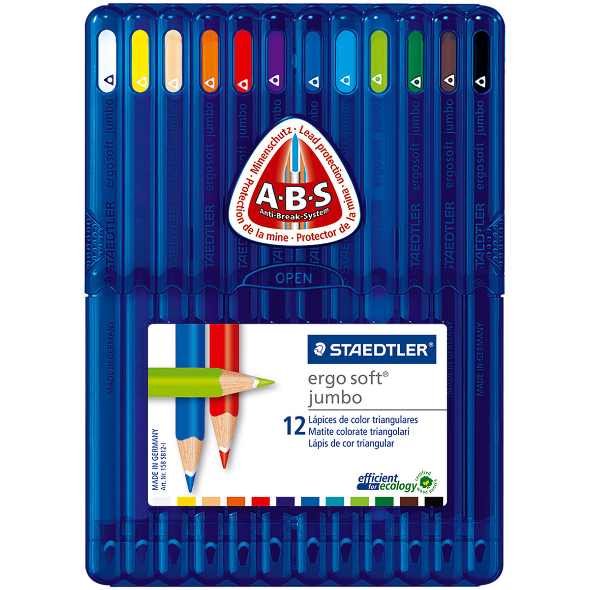 Staedtler Ergosoft Jumbo Triangular Coloured Pencils - Assorted Colours (Pack of 12)