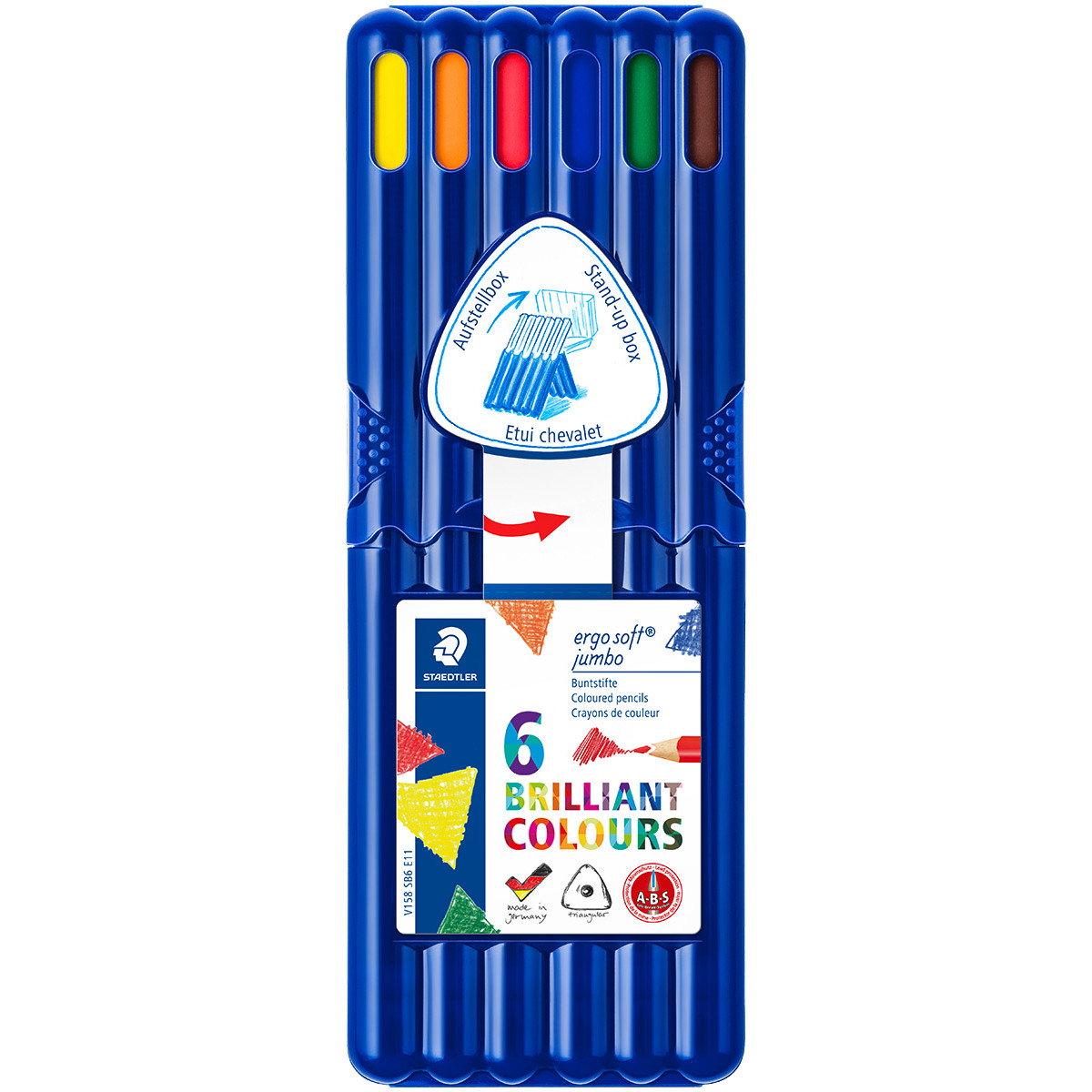 Staedtler Ergosoft Jumbo Triangular Coloured Pencils - Assorted Colours (Pack of 6)