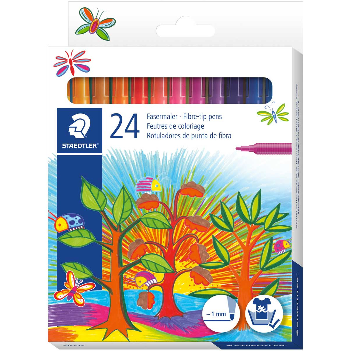 Staedtler Fibre Tip Pens - Assorted Colours (Pack of 24)