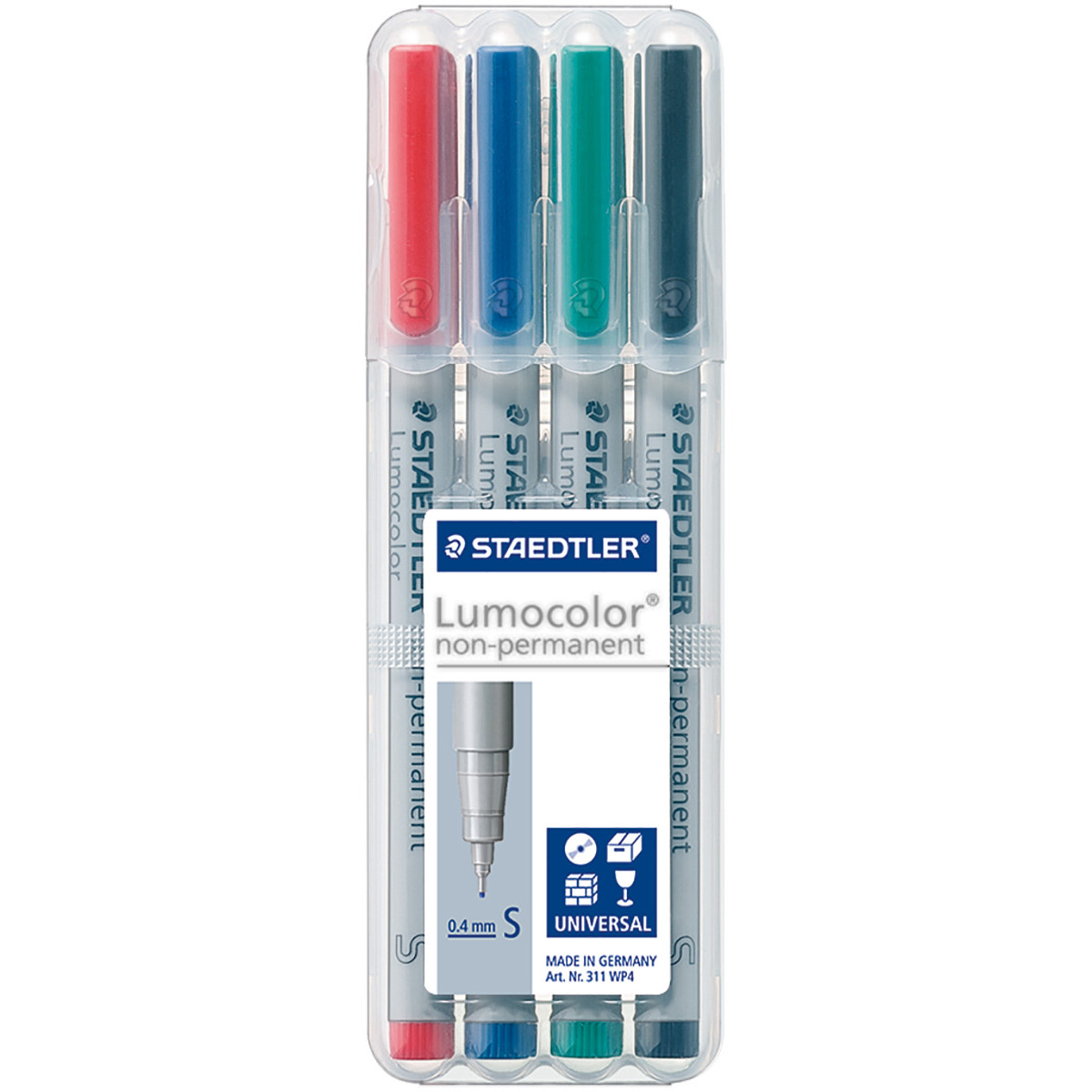 Staedtler Lumocolor Nonpermanent Pens - Superfine -  Assorted Colours (Pack of 4)