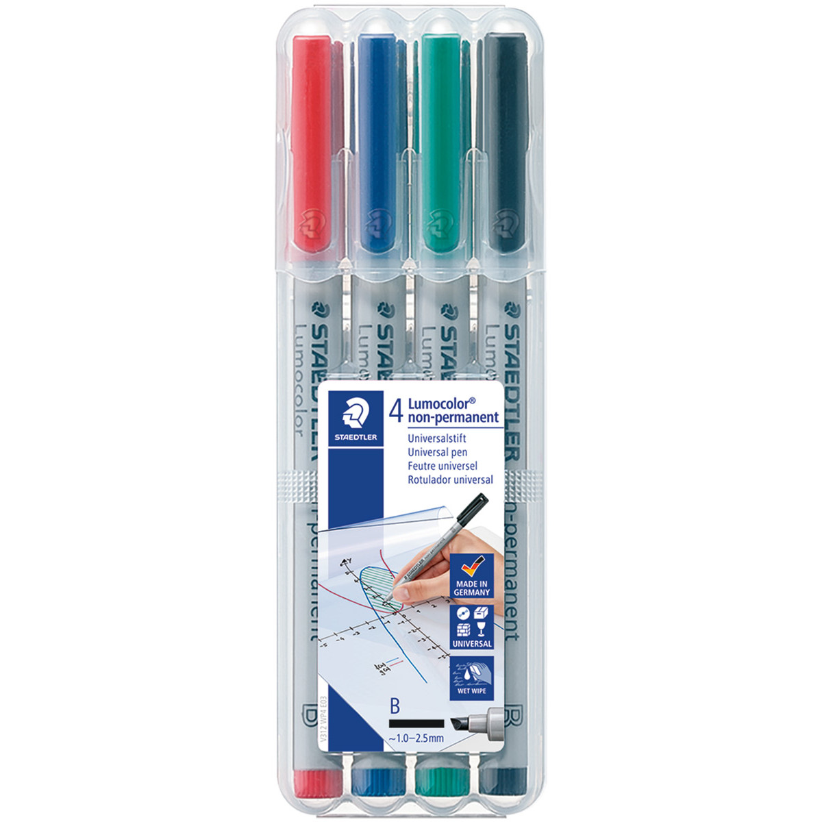 Staedtler Lumocolor Nonpermanent Pen - Broad - Assorted Colours (Pack of 4)