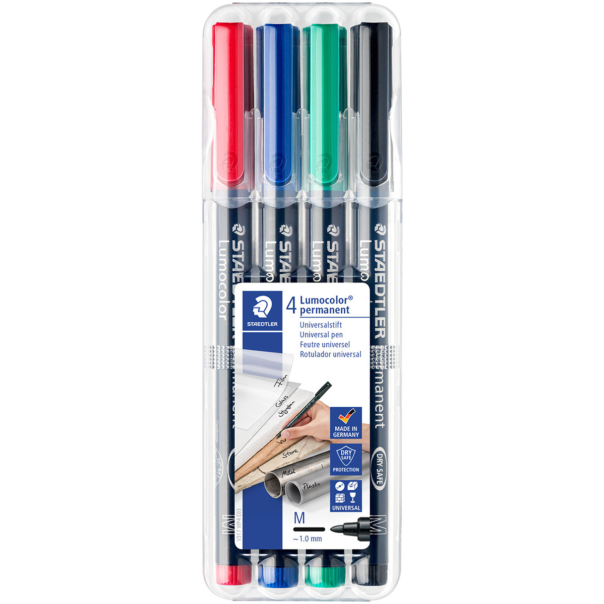 Staedtler Lumocolor Permanent Pen - Medium - Assorted Colours (Pack of 4)
