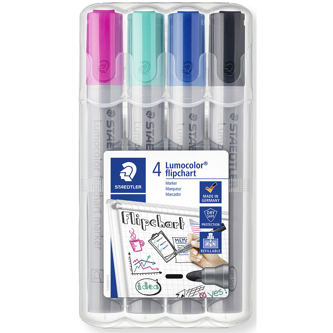 Staedtler Lumocolor Flipchart Markers - Bullet Tip - Fun Colours (Pack of 4)