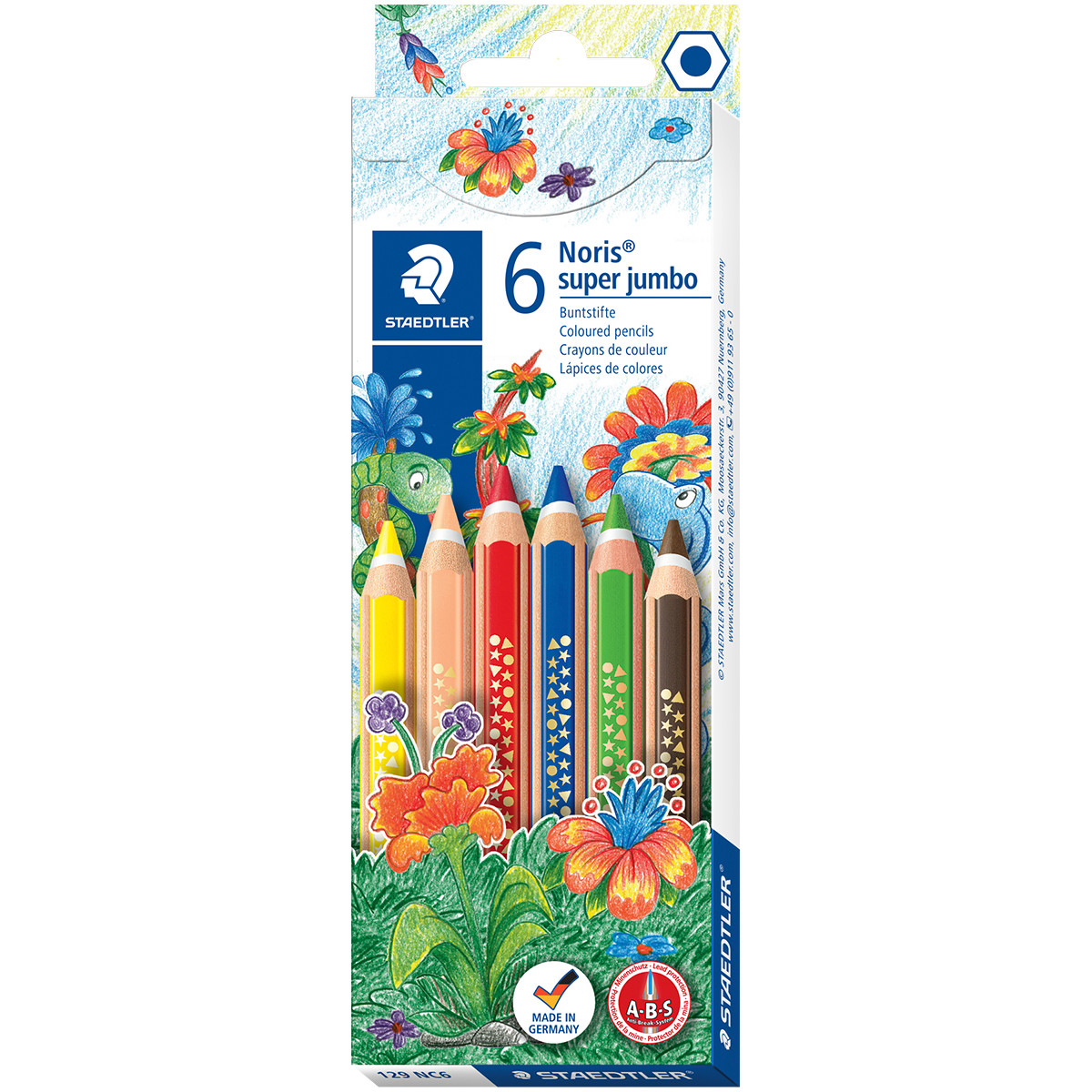 Staedtler Noris Club Super Jumbo Coloured Pencils - Assorted Colours (Pack of 6)