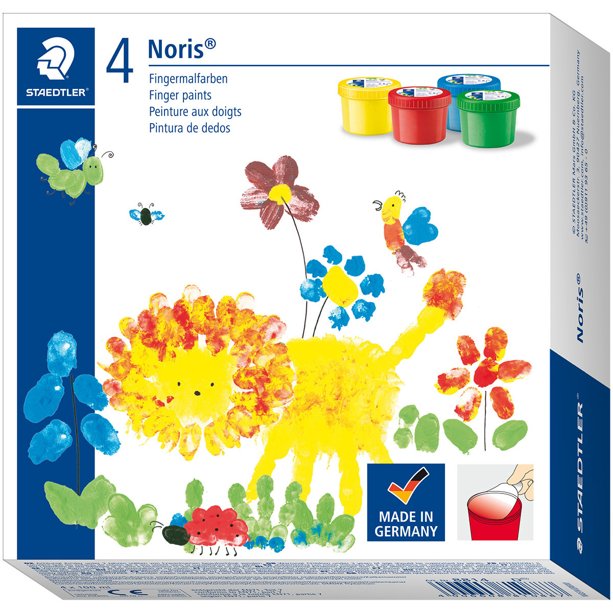 Staedtler Noris Club Finger Paints 100ml - Assorted Colours (Pack of 4)
