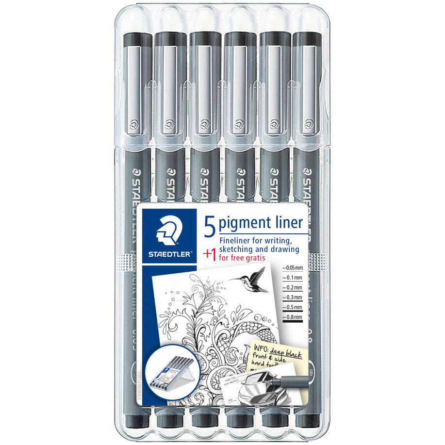 Staedtler Pigment Liner Set - Assorted Line Widths (Pack of 6