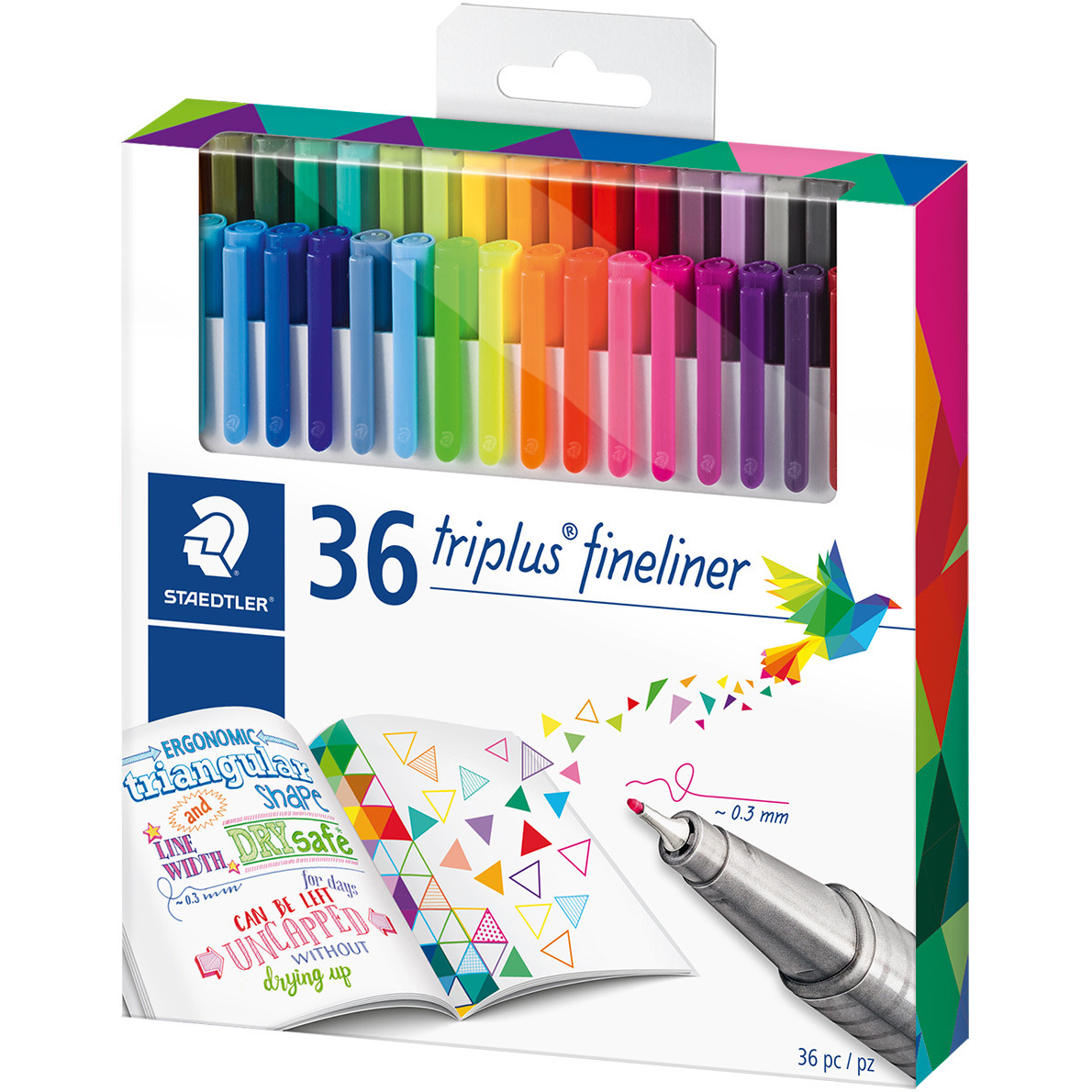 Staedtler Triplus Fineliner Pens - Assorted Colours (Pack of 36