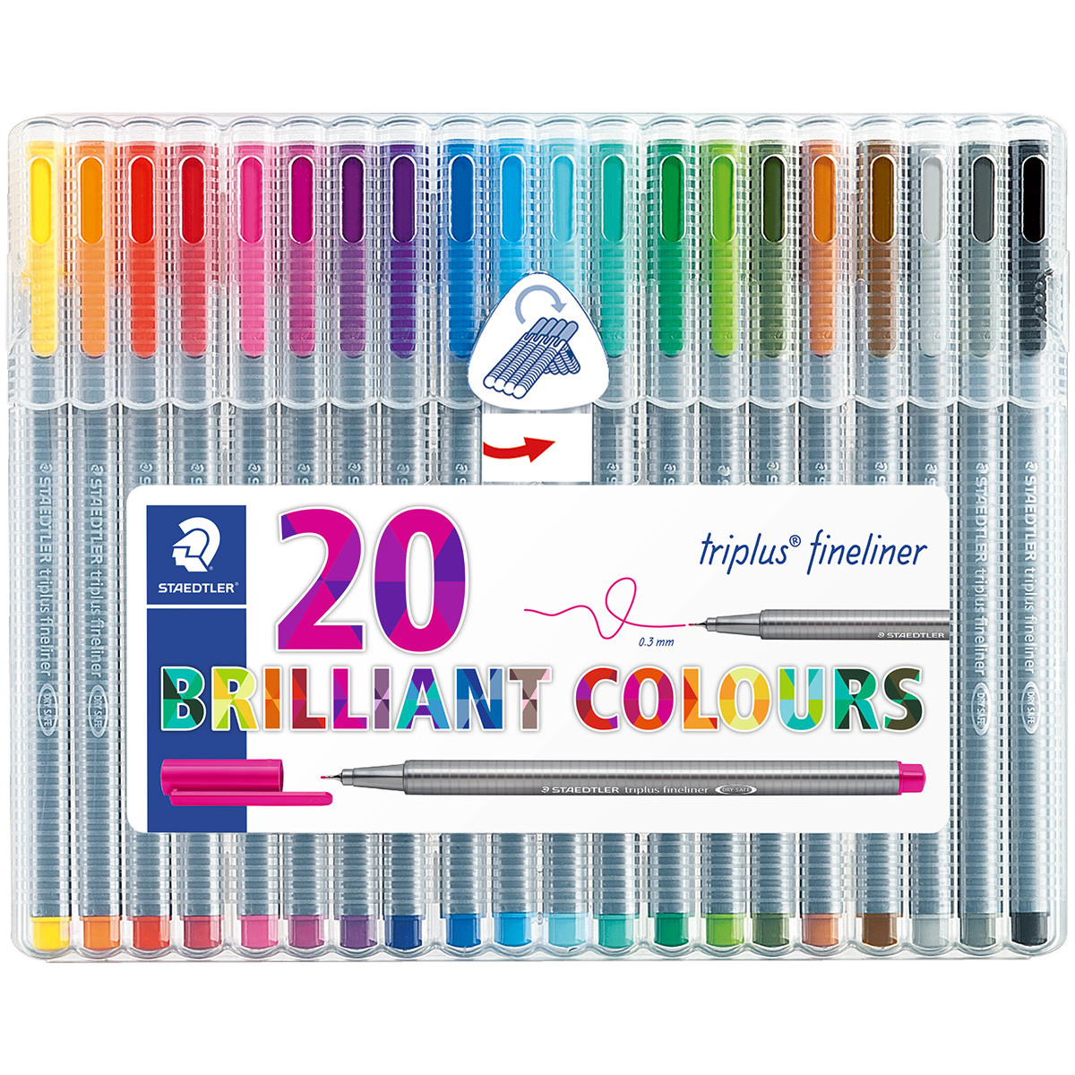 Staedtler Triplus Fineliner Pen - Assorted Colours (Pack of 20)