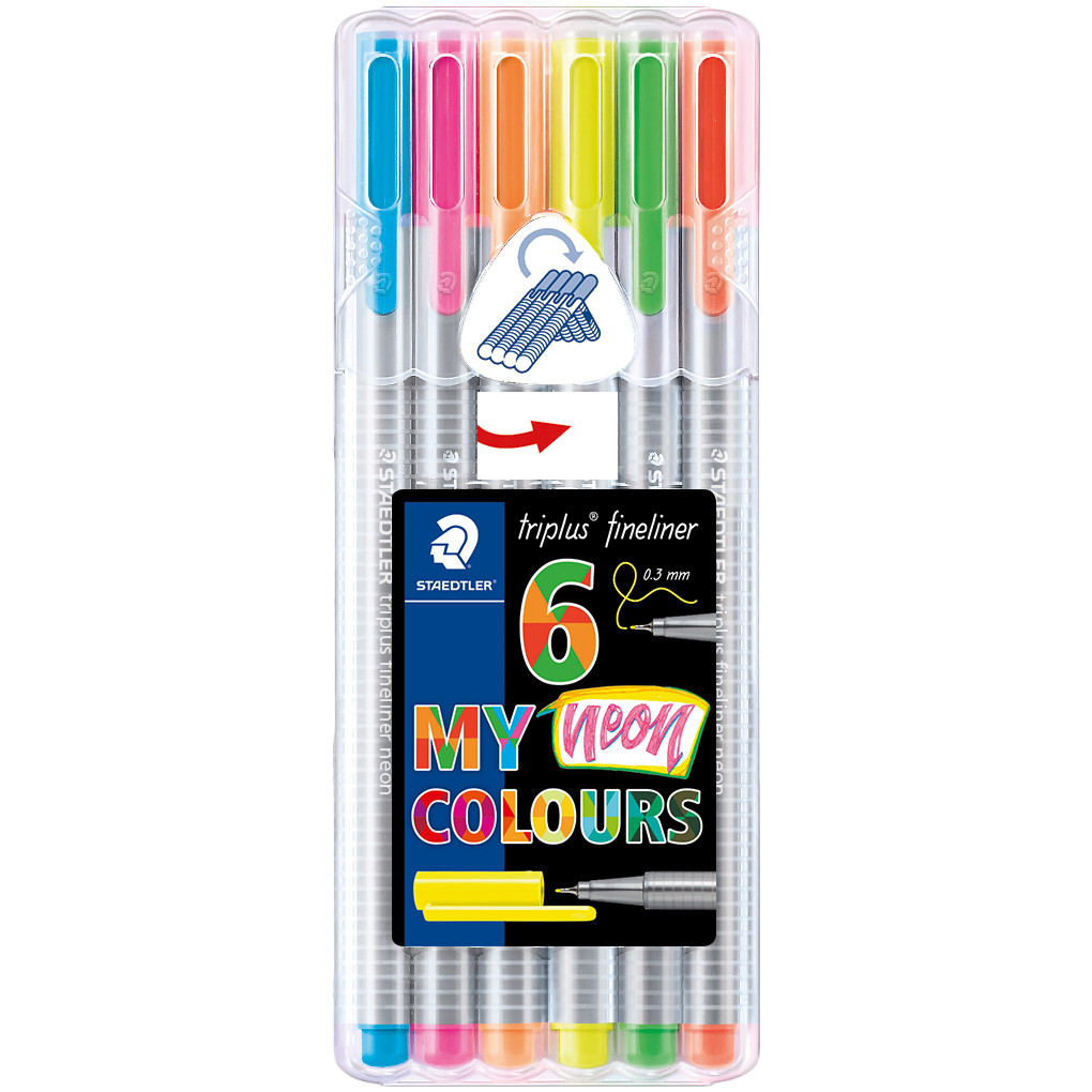 Staedtler Triplus Fineliner Pen, Neon - 6 pack