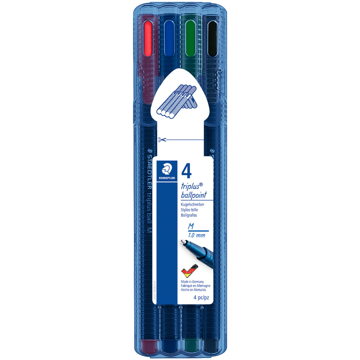 Staedtler Triplus Ballpoint Pens - Fine - Assorted Colours (Wallet of 4)