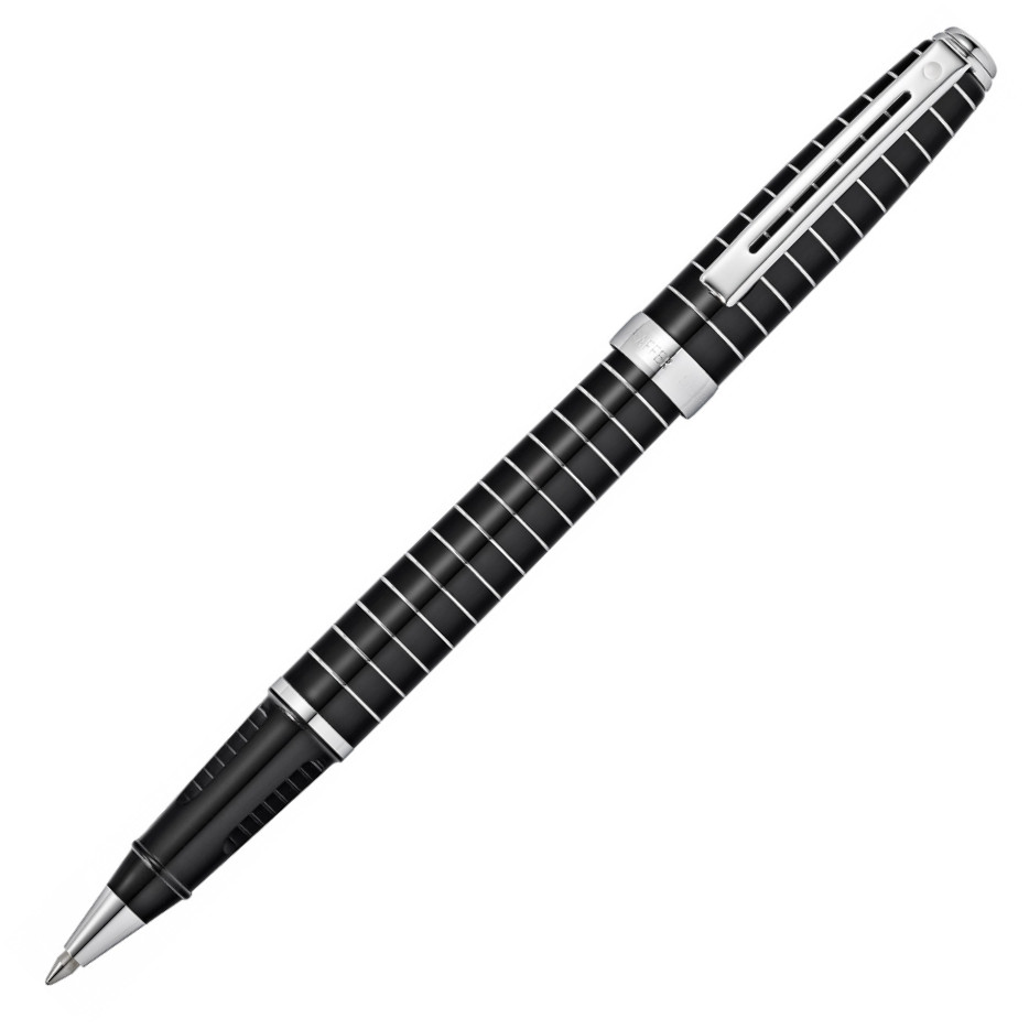 Sheaffer Prelude Rollerball Pen - Black Lacquer Chrome Rings