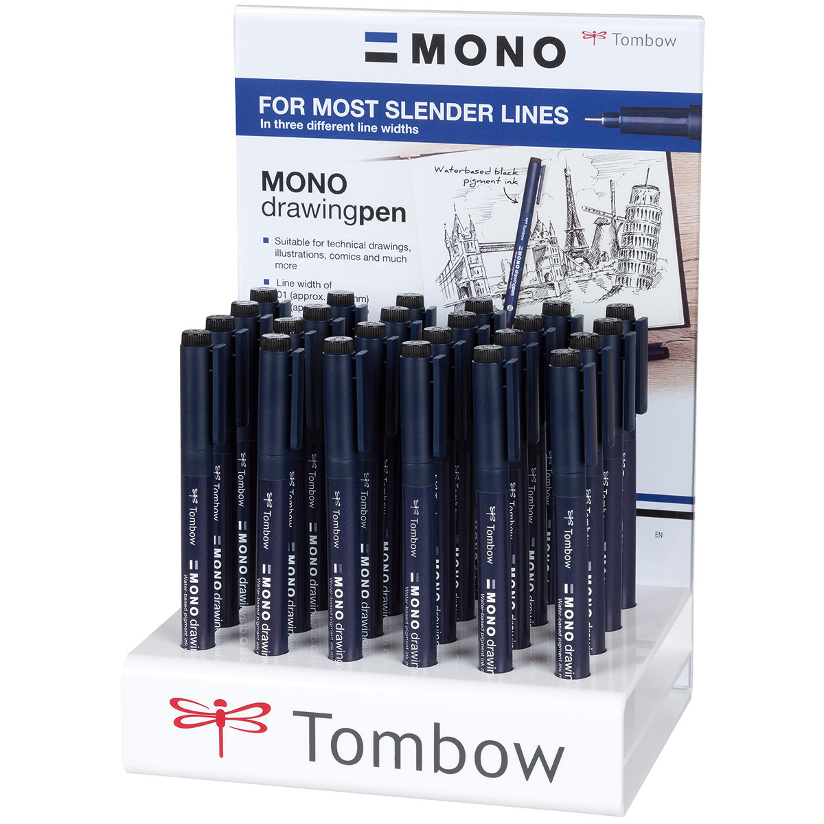 Tombow Mono Drawing Pen - Assorted Tip Sizes (Pack of 24)
