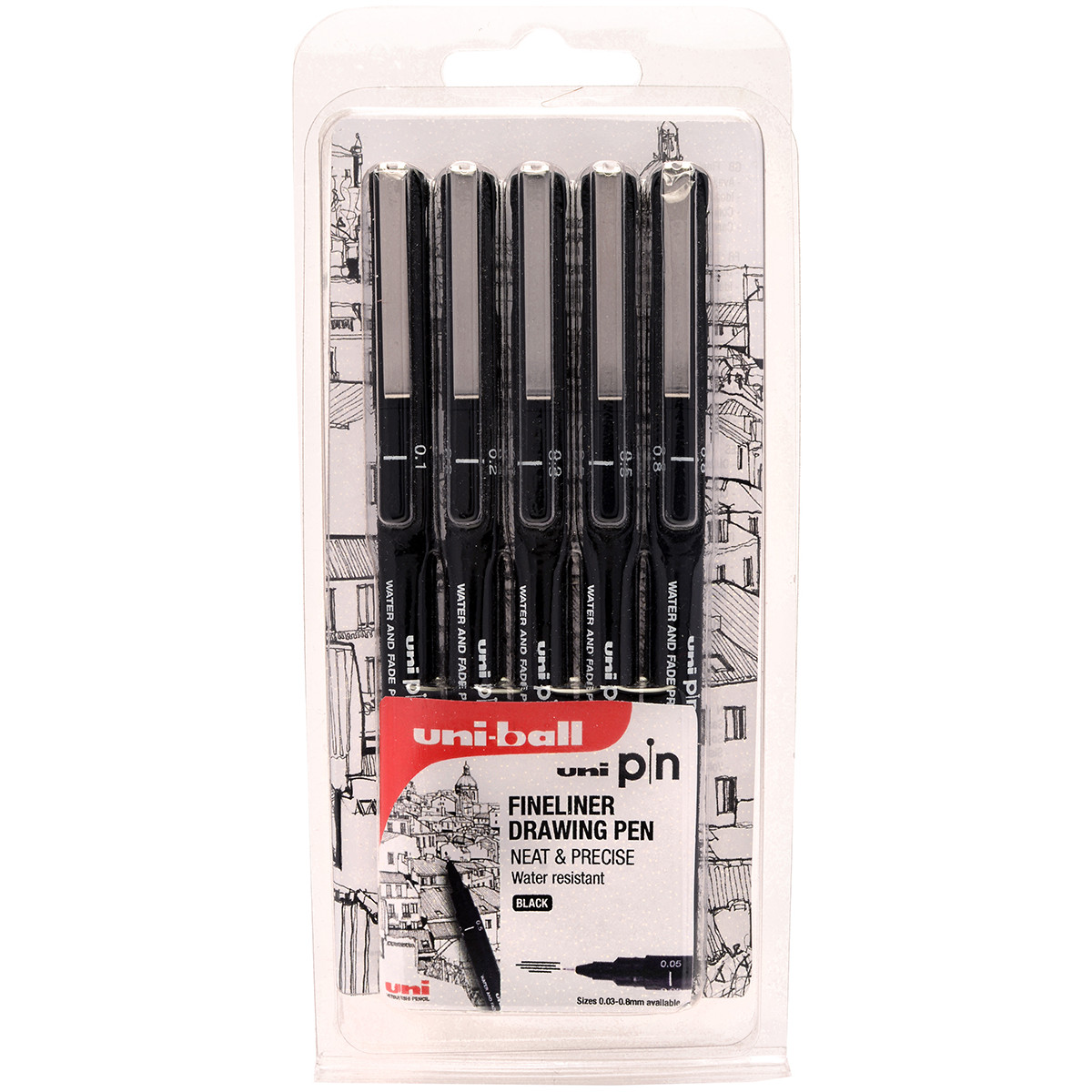 Uni-Ball Pin Drawing Pens - 0.1mm, 0.2mm, 0.3mm, 0.5mm, 0.8mm