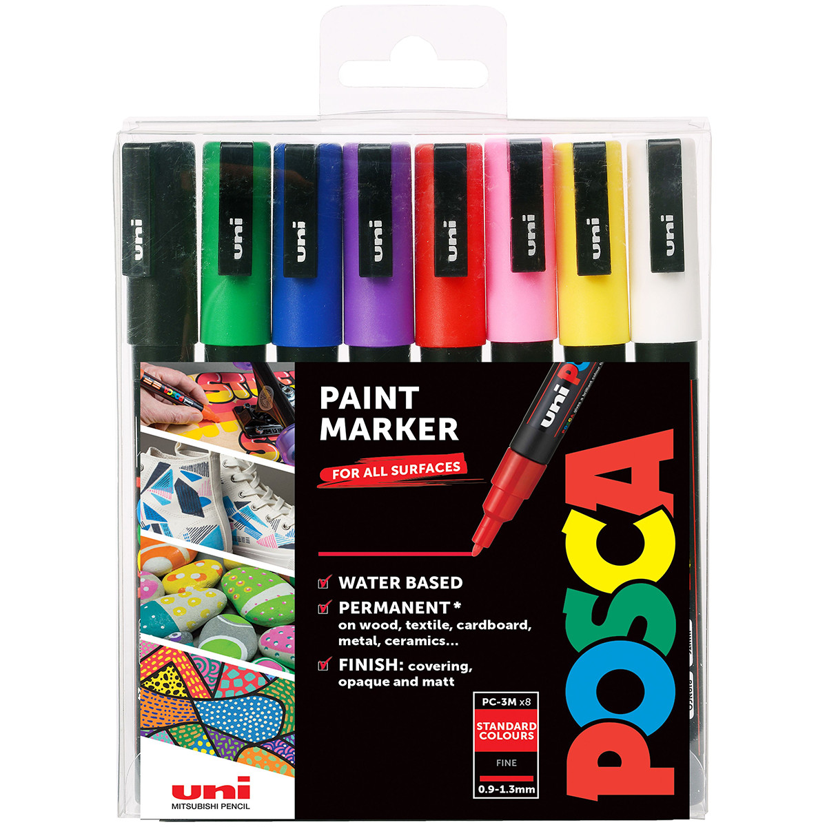 Posca 8-Color Paint Marker Set, PC-3M Fine