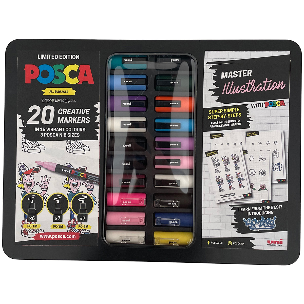 POSCA Illustration Paint Marker Set - Assorted Colours - Tin of 20 (Limited  Edition), 238213002