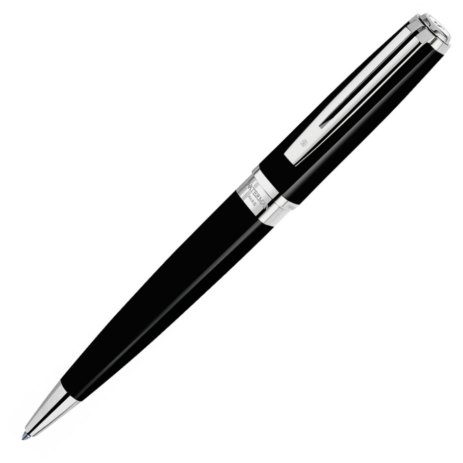 Waterman Exception Ballpoint Pen Slim - Black Lacquer Silver Trim