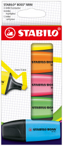 STABILO BOSS MINI Highlighter - Wallet of 5 - Assorted Colours