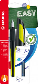 STABILO EASYbuddy Ergonomic School Fountain Pen - Left Handed - Black/Lime