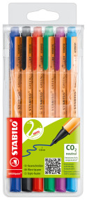 STABILO GREENpoint Fibre Tip Sign Pen - Wallet of 6 - Assorted Colours