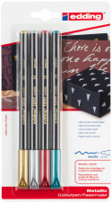 Edding 1200 Fibre Tip Pens - Assorted Metallic Colours (Blister of 4)