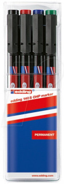 Edding 140 Permanent Pens - Assorted Colours (Wallet of 4)