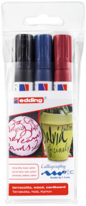 Edding 1455 Calligraphy Markers - Assorted Colours (Wallet of 3)