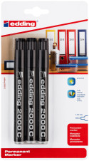 Edding 2000 Permanent Markers - Black (Blister of 3)