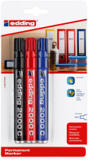 Edding 2000 Permanent Markers - Assorted Colours (Blister of 3)