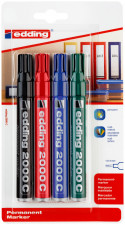 Edding 2000 Permanent Markers - Assorted Colours (Blister of 4)