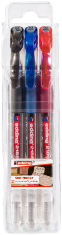 Edding 2185 Gel Rollerball Pens - Assorted Colours (Wallet of 3)