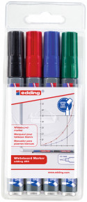 Edding 250 Whiteboard Markers - Assorted Colours (Wallet of 4)