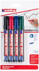 Edding 250 Whiteboard Markers - Assorted Colours (Blister of 4)