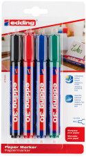 Edding 30 Brilliant Paper Markers - Assorted Colours (Blister of 4)