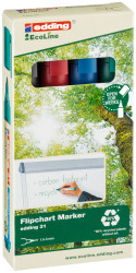 Edding 31 EcoLine Flipchart Markers - Assorted Colours (Pack of 4)
