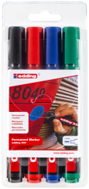 Edding 330 Permanent Markers - Assorted Colours (Wallet of 4)