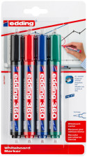 Edding 360 Whiteboard Markers - Assorted Colours (Blister of 4)