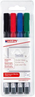Edding 361 Whiteboard Markers - Assorted Colours (Wallet of 4)