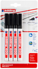 Edding 400 Permanent Markers - Black (Blister of 4)