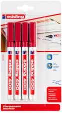 Edding 400 Permanent Markers - Red (Blister of 4)