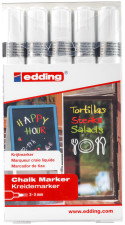 Edding 4095 Chalk Markers - White (Wallet of 5)