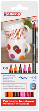 Edding 4200 Porcelain Brush Pens - Assorted Warm Colours (Blister of 6)