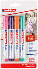 Edding 4500 Textile Markers - Assorted Fun Colours (Blister of 4)