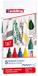 Edding 4500 Textile Markers - Assorted Colours (Pack of 5)