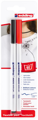 Edding 4600 Textile Pens - Black & Red (Blister of 2)