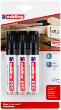 Edding 500 Permanent Markers - Black (Pack of 3)