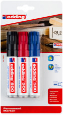 Edding 500 Permanent Markers - Assorted Colours (Pack of 3)