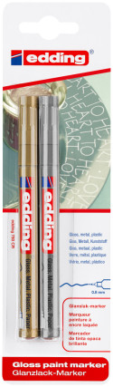 Edding 780 Gloss Paint Markers - Gold & Silver (Blister of 2)