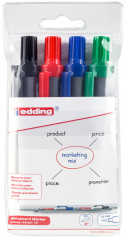 Edding Retract 12 Whiteboard Markers - Assorted Office Colours (Wallet of 4)