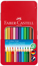 Faber-Castell Colour Grip Pencils - Assorted Colours (Tin of 12)